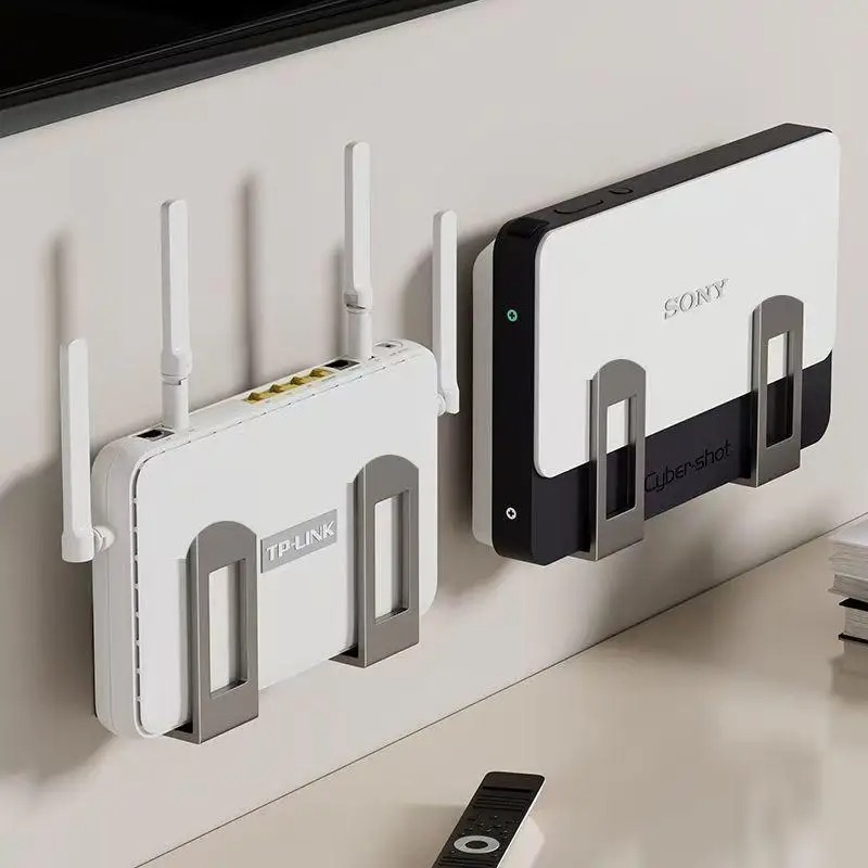 Shelf Bracket Pair - Wall-Mounted Router Set-Top Box Organizer with