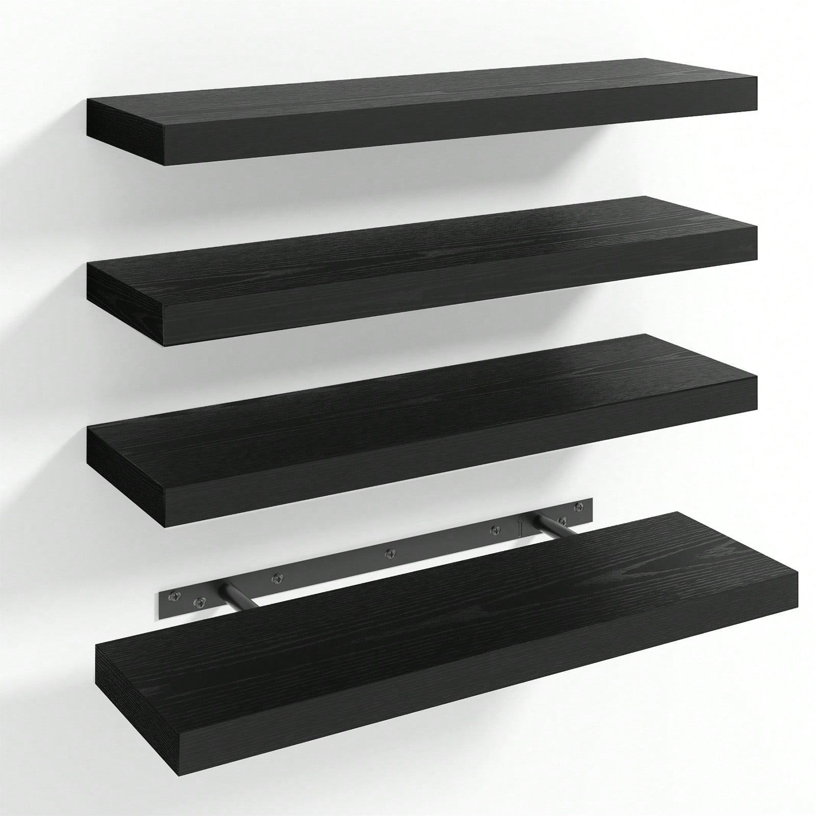 Shelf Bracket Pair - 4 Pack Floating Shelves Modern Black