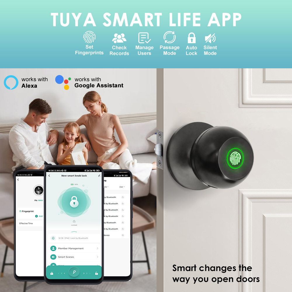 Tuya Electronic Door Lock Smar - Door Handle Bar recension och pris