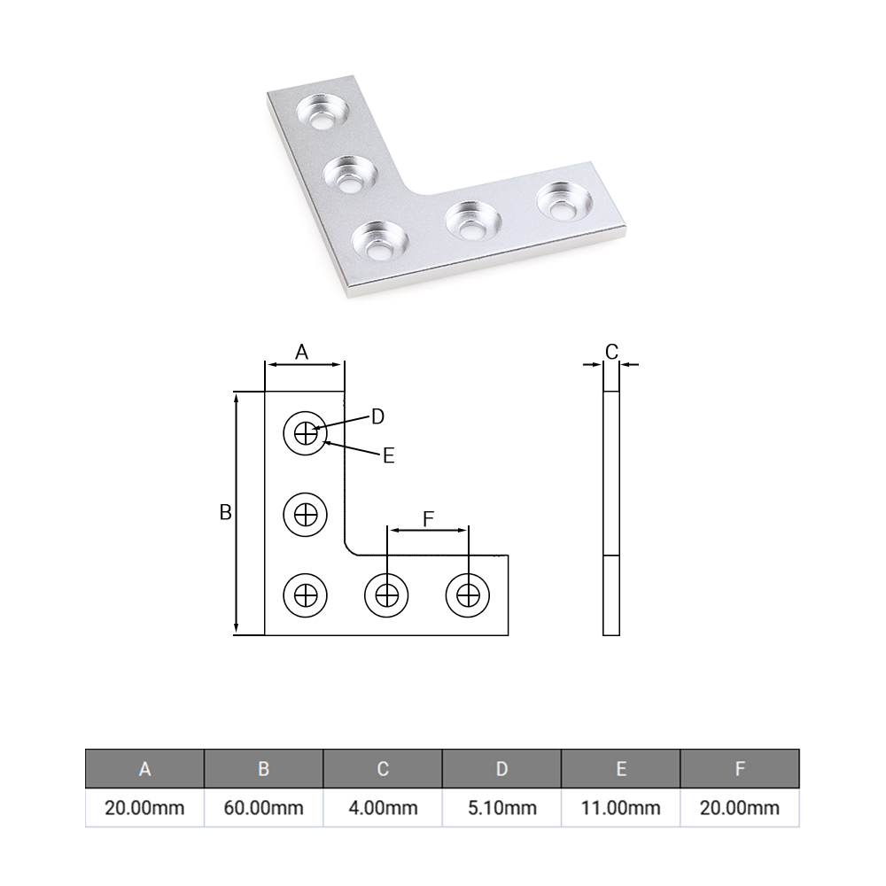 2Pcs/lot L Type 5 Holes 90Degr - Joint Connector Bracket recension och pris